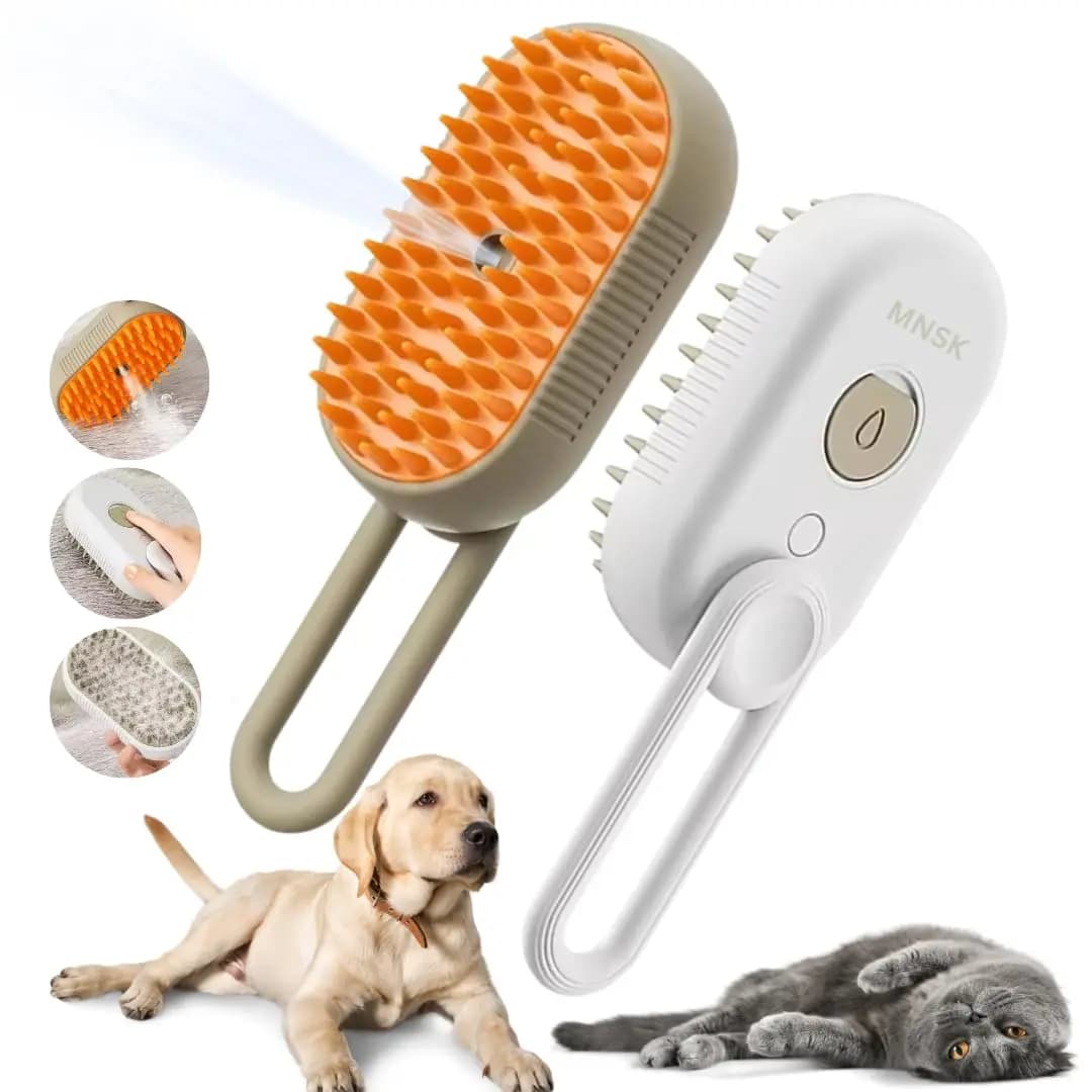 Spazzola 3-in-1 per Peli di Cani e Gatti, Spazzola Elettrica per la Pulizia degli Animali Domestici, Spazzola a Vapore Spray, Pettine Massaggiante per la Rimozione dei Peli, Spazzola Anti-Peli Volanti