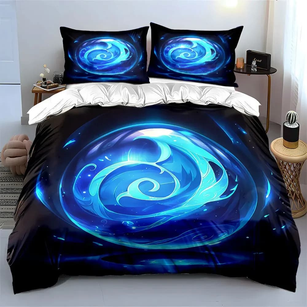 "Abstract Blue Energy Sphere Decor" Soft Comfortable Duvet Cover Bedding Set Included 1*Duvet Cover & 2*Pillowcases, gift