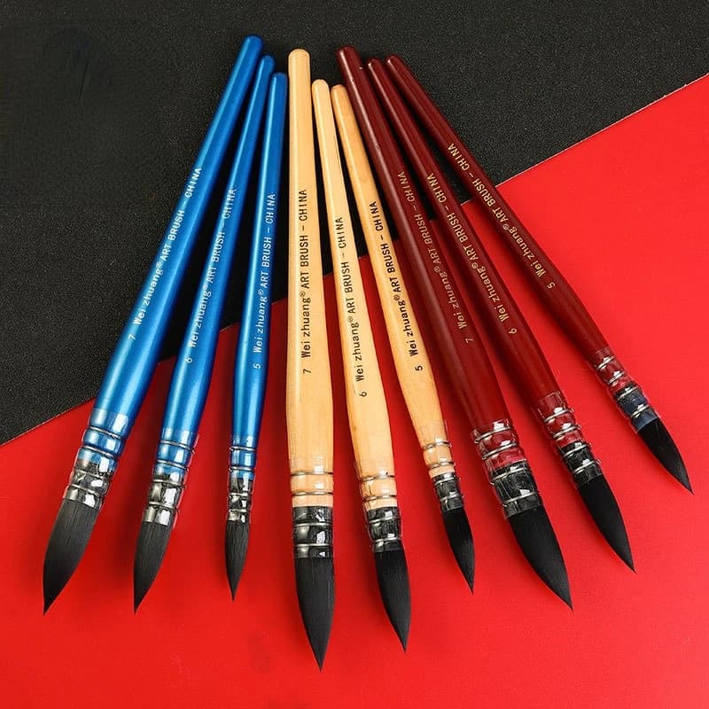 Squirrel Hair Watercolor Pen 7-piece Set of Adult Art Painting with Bionic Animal Hair Nylon Brush Three Colors Optional