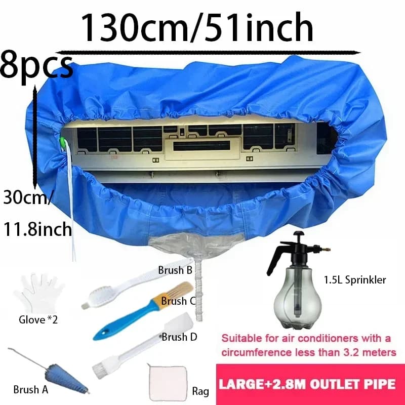Coperchio per la pulizia del condizionatore d'aria di grandi dimensioni Kit per cintura di serraggio del sacchetto dell'acqua per la pulizia della polvere protettiva montato sul lavaggio a doppio strato
