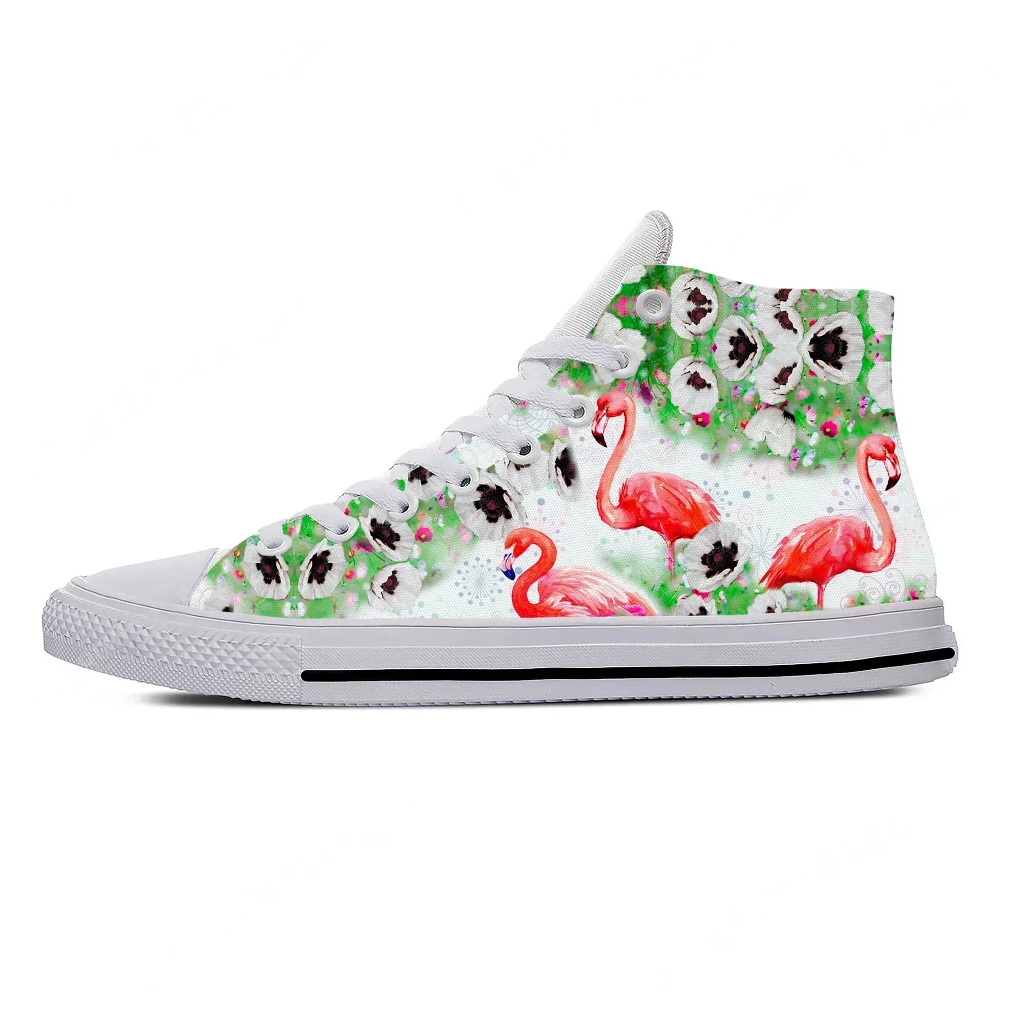 Flamingo High Top Sneakers Scarpe casual da uomo, donna, adolescente, scarpe da corsa in tela, stampa 3D, cosplay, scarpe leggere e traspiranti