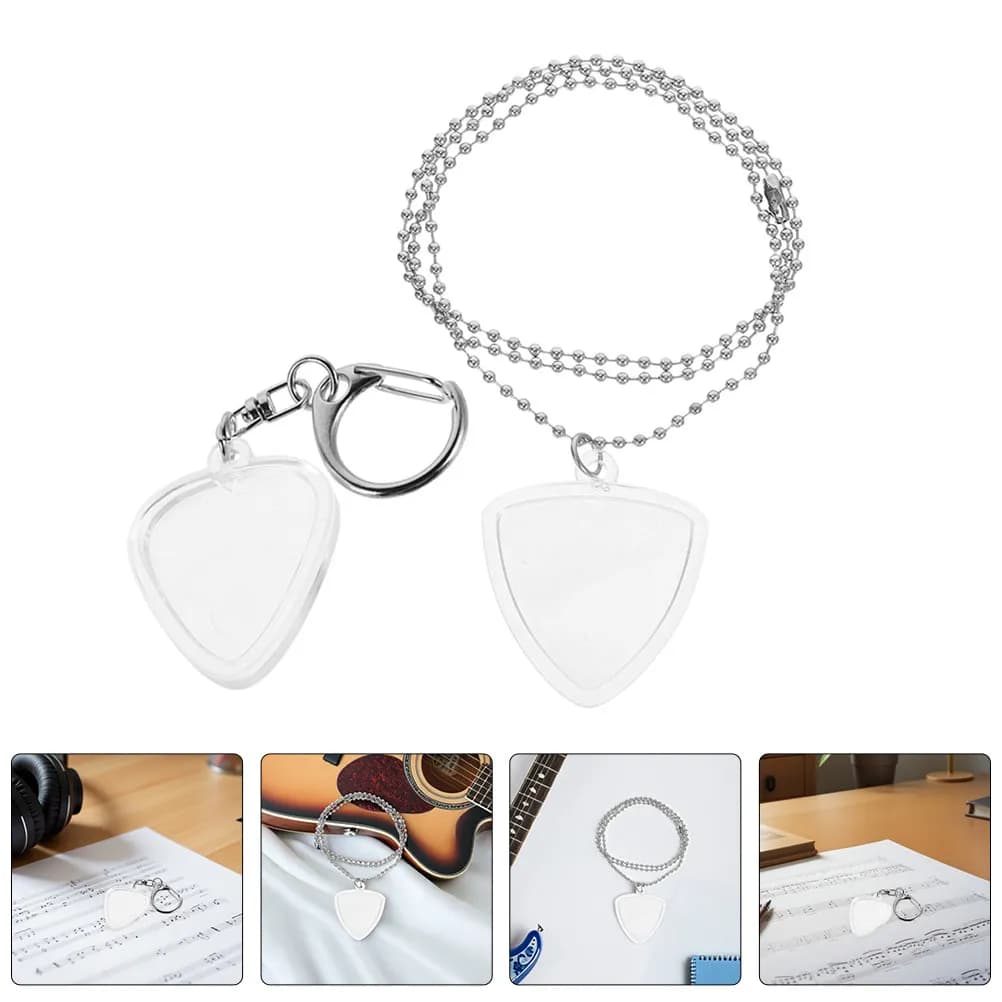 2Pcs Transparent Guitar Pick Holder Portable Storage Box Plectrum Keychain Organizer for Acoustic Guitar Players