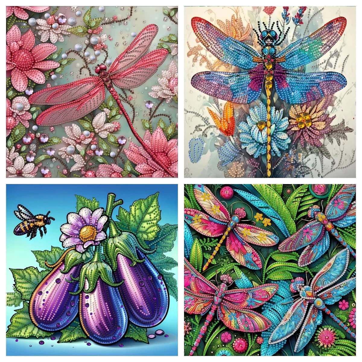 Set di pittura con diamanti con motivo libellula 5D da 1 pezzo, decorazione domestica fai da te senza cornice o set di arte con diamanti regalo per le vacanze e set completo di troppo