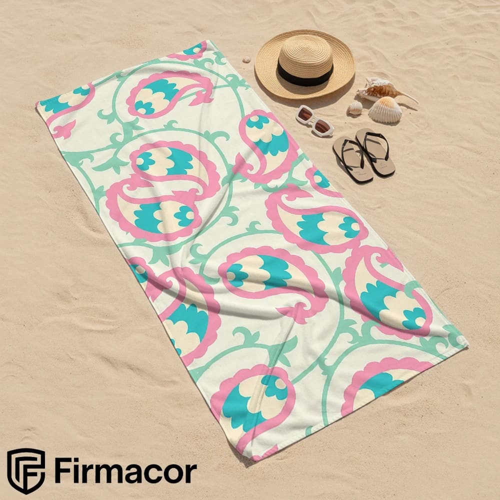 Cream Retro Paisley Vine Cartoon Anime Beach Towel Microfiber Quick Dry Super Absorbent Soft Bath Towel for Kids Adults Travel