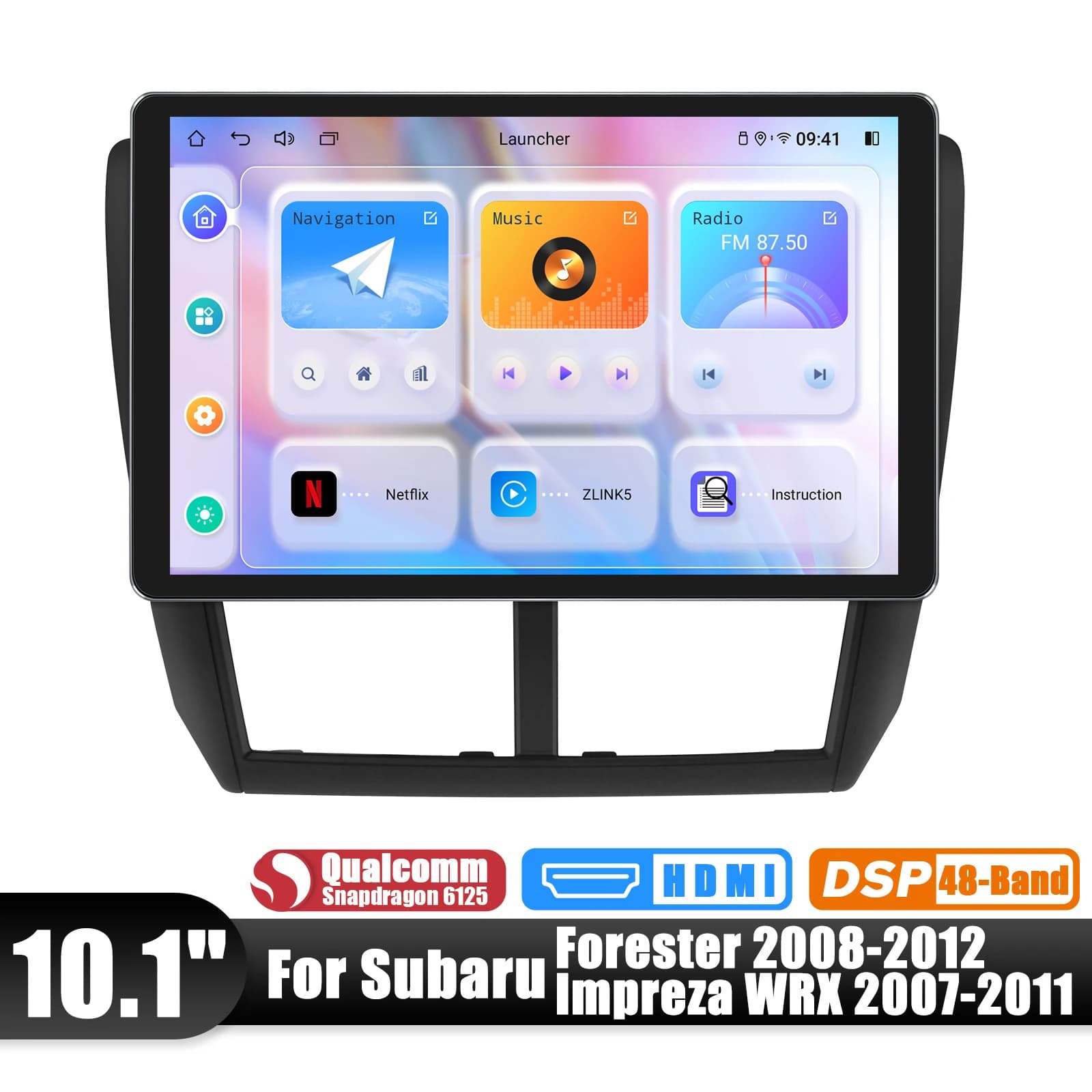 Autoradio Joying 10.1" 1280X800 con touchscreen, lettore multimediale stereo per Subaru Forester WRX 2008-2012 con Carplay e Android Auto