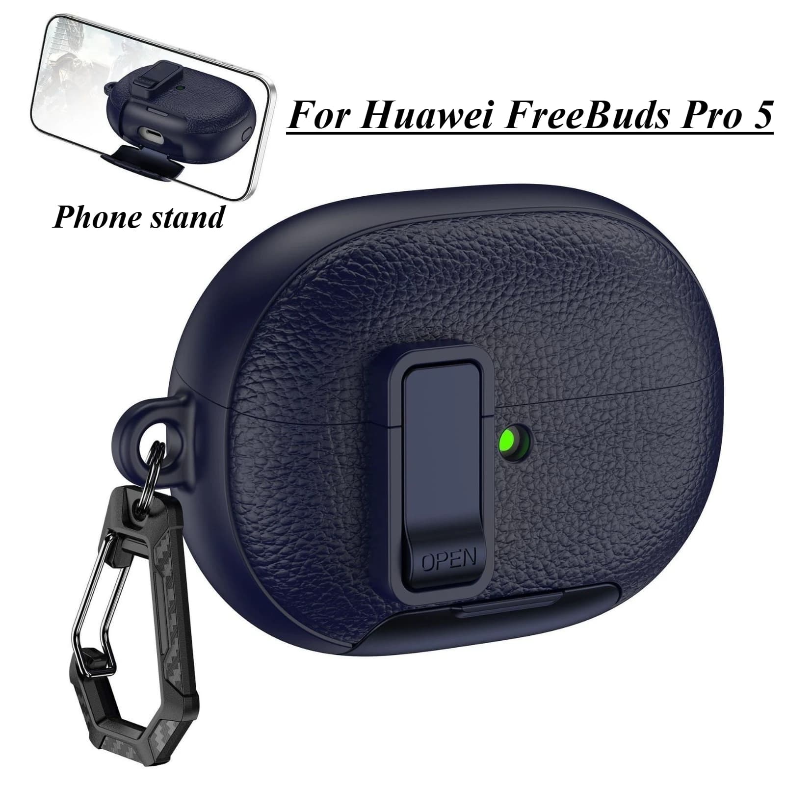 Custodia con supporto per telefono per Huawei FreeBuds Pro 5 versione cinese, custodia protettiva antiurto in pelle con chiusura a scatto