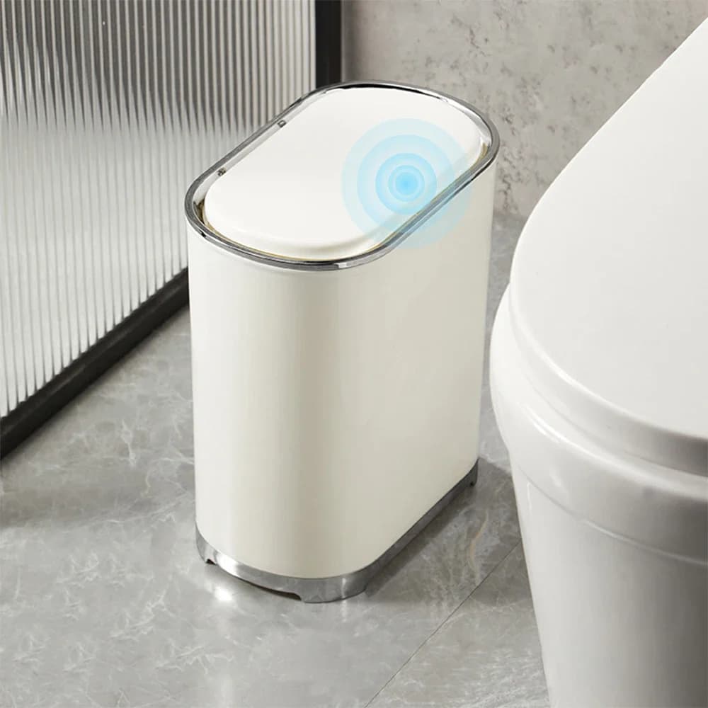Pressa pattumiera da bagno con coperchio WC di lusso leggero Bidoni per rifiuti stretti Soggiorno pattumiera impermeabile pattumiera da cucina