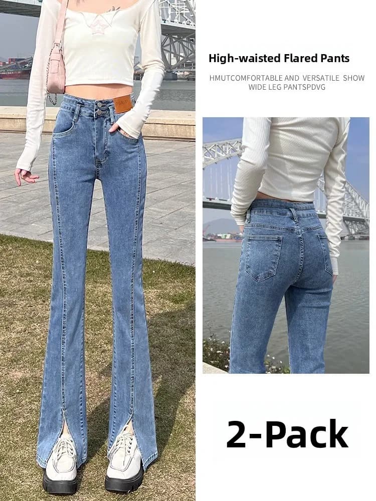 High Waist Slimming Micro Flared Nine Point Hoof Pants Women's Summer Thin New Style Denim Jeans High Elasticity Cotton...