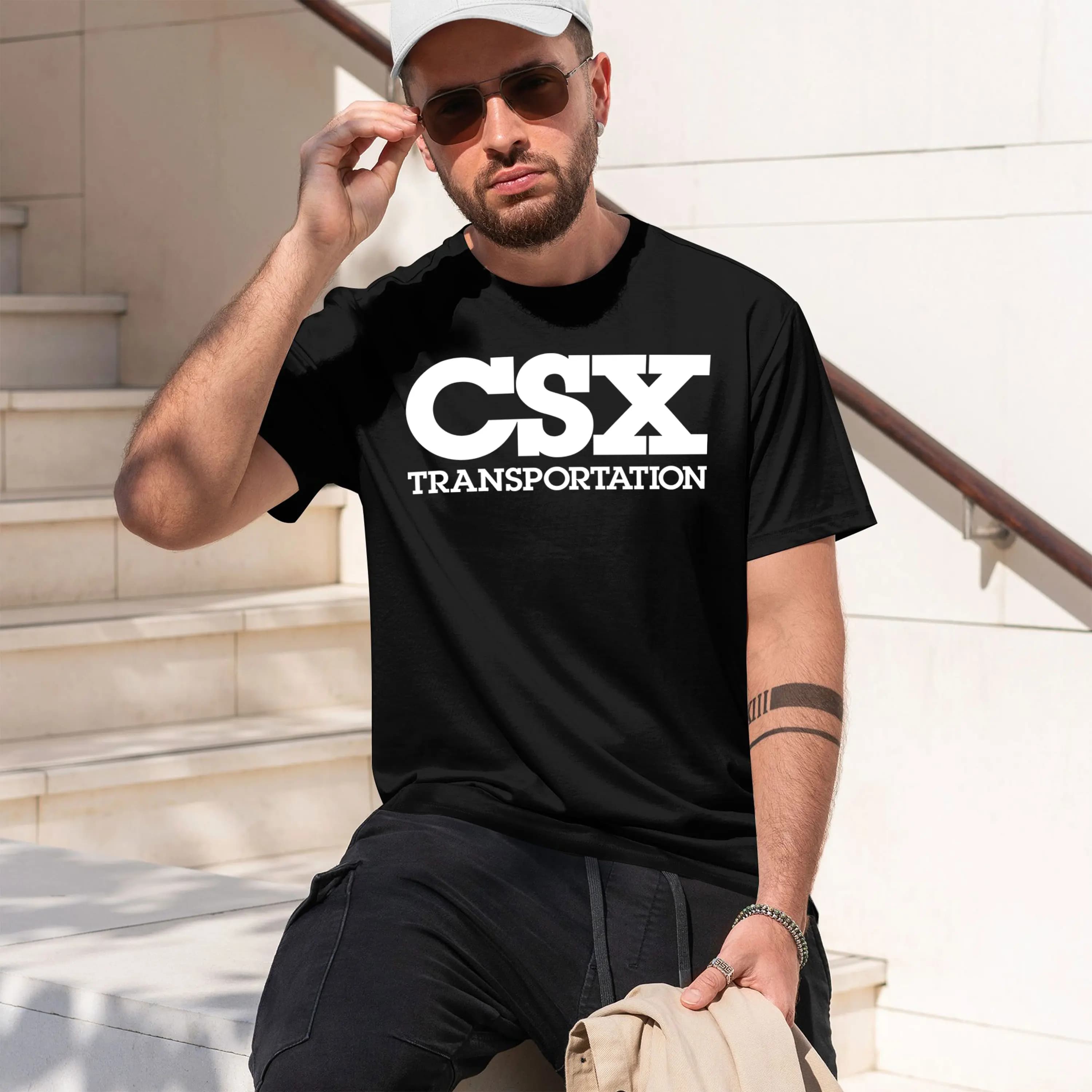 Logo CSX Transportation unisex con design bianco, stile casual, per il nuovo modello 2026, t-shirt girocollo a maniche corte da uomo, classica