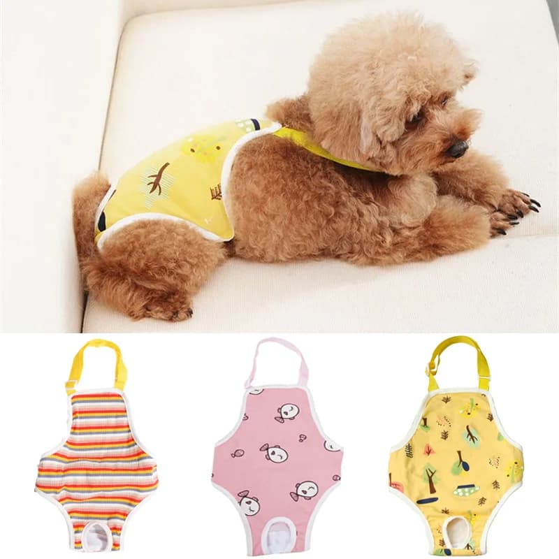 Mutandine riutilizzabili per animali domestici femminili per cani di piccola taglia Pantaloni fisiologici con cinghie Barboncino Schnauzer Biancheria intima Pantaloni di sicurezza Pantaloncini per gatti