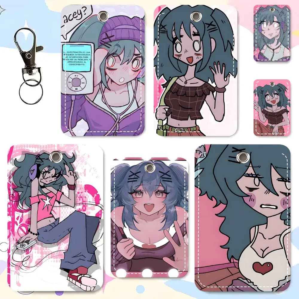 1pc Lacey's Games Card Case Keychain Access Card Bag Key Tag Ring Leather Card Holder Key Ring Access