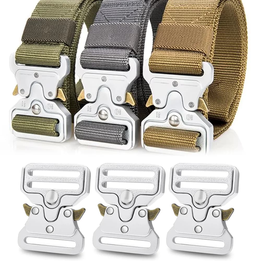 Tactical Heavy Duty Metal Belt Buckles Strap Clips for Backpack Dog Collar Harness Keychain Luggage Replacement Silver