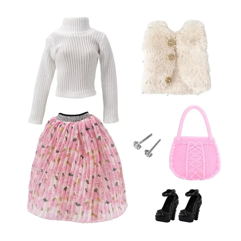 Abbigliamento per bambole Set invernale adatto per borsa per bambole sottile da 30cm borchie per orecchie scarpe accessori per abiti giocattoli per ragazze