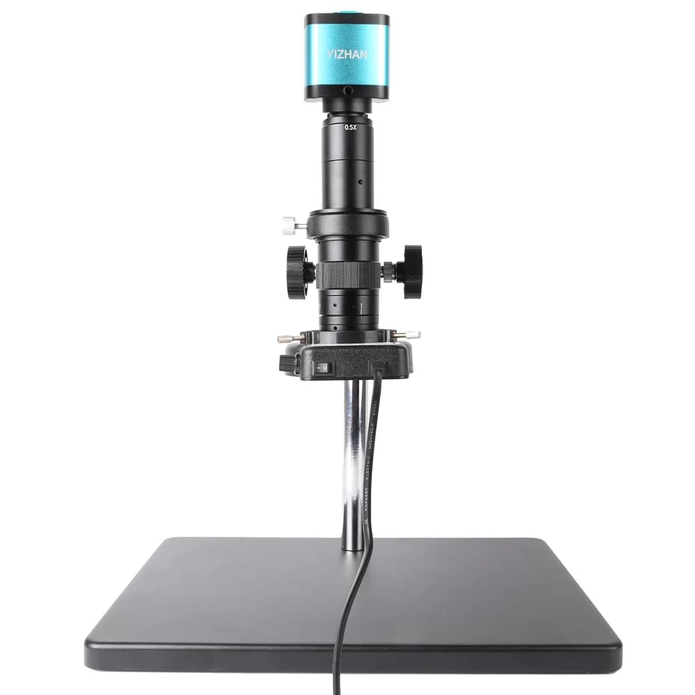 Microscopio Digitale Monoculare YIZHAN con Fotocamera Industriale, Supporto Grande, Luce ad Anello LED, Slot per Scheda TF, Lente con Zoom 180X per Saldatura PCB