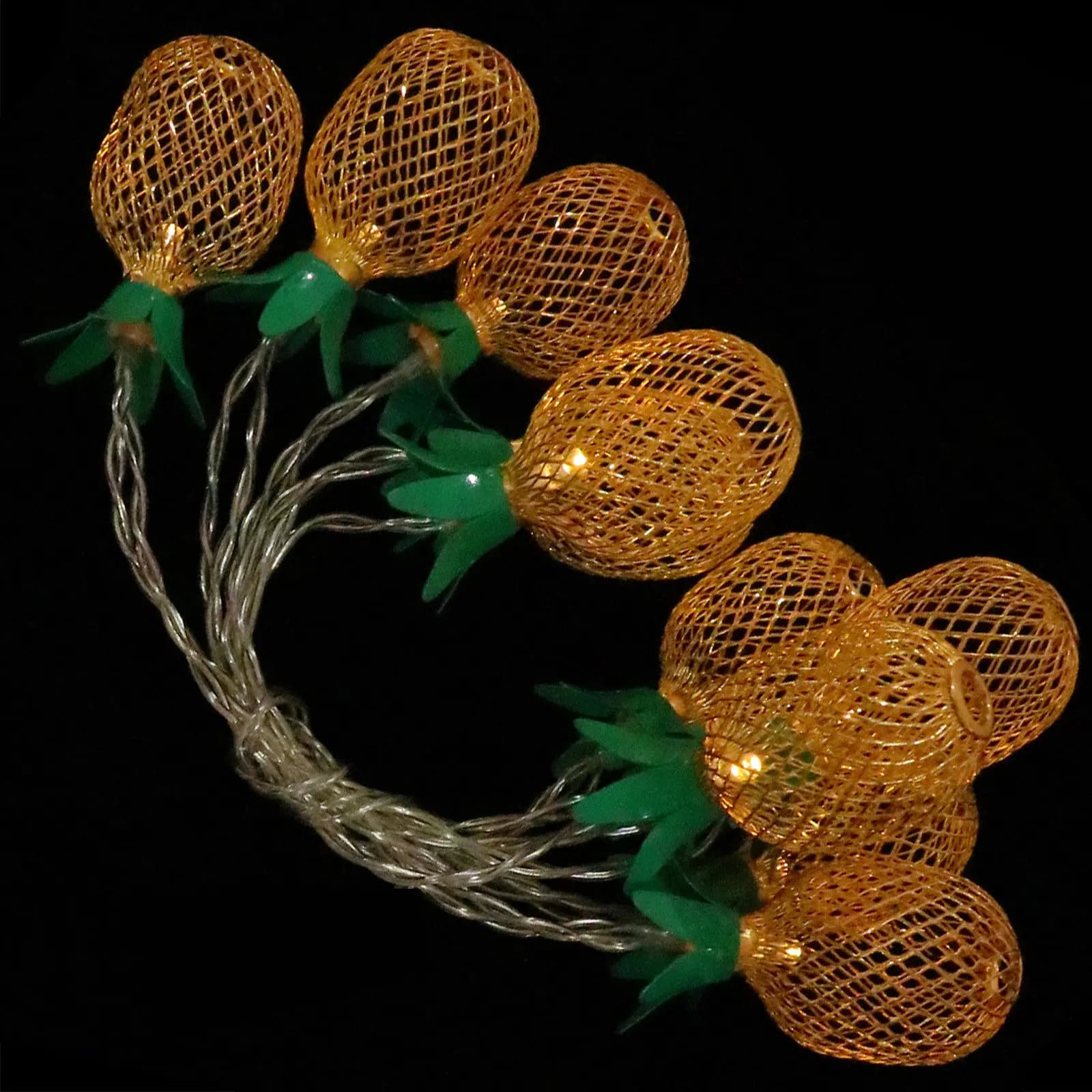 Luci a Stringa LED a Forma di Ananas a Batteria, 10 LED, Luci Decorative per Natale, Matrimoni, Feste, Camera da Letto, Giardino Esterno