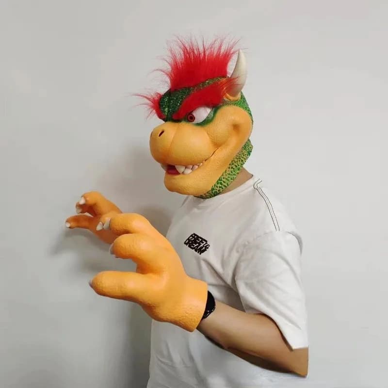 CyBowser Puntelli Cosplay Maschera in lattice Anime Halloween Party Giochi di ruolo Maschere Guanti Puntelli per costumi per adulti Accessori Regali
