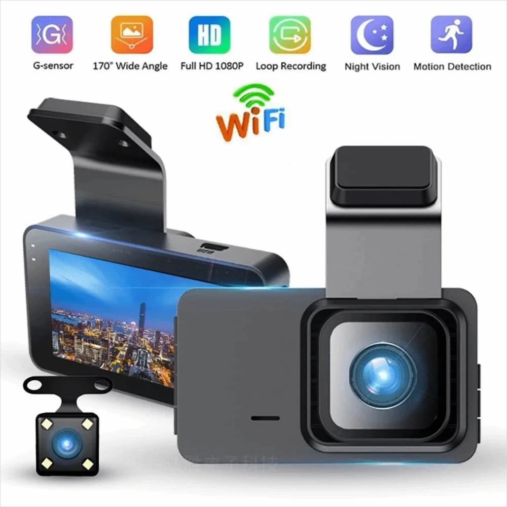 NEW WiFi vehicle camera for night vision HD 1080P for DVR cars with double Dash Cam lens for vehicle use