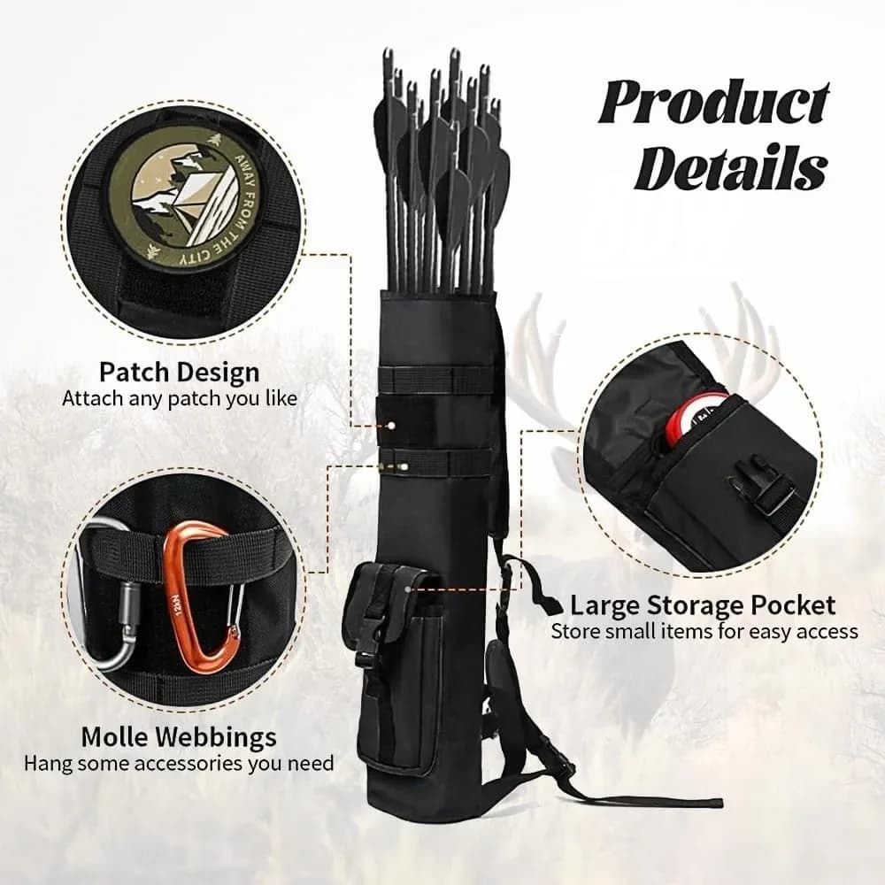 Archery Arrow Quiver Back Holder PVC Oxford Cloth Pouch Shoulder Bag Target Compound Recurve Bow Hunting Shooting Accessories