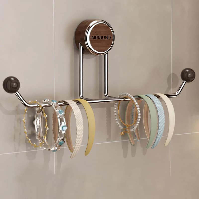 Suction Cup Hair Accessory Storage Rack Wall Mount Hair Hoop Clip Hook Bathroom Suction Jewelry Organizer for Household Room