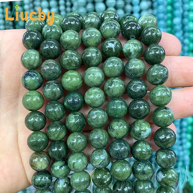 Perle di giada del sud di colore scuro di pietra naturale rotonda per gioielli che fanno collana di bracciali tradizionali fai da te 15 "pollici 4/6/8/10/12mm