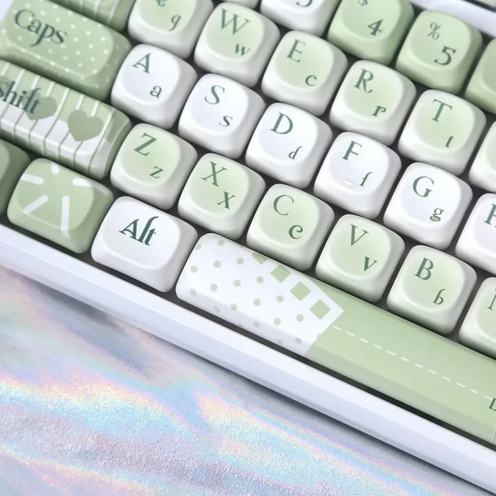 Piccola fortunata altezza moa keycap verde latte fresco PBT adattamento a sublimazione a caldo tastiera meccanica hi75 f99