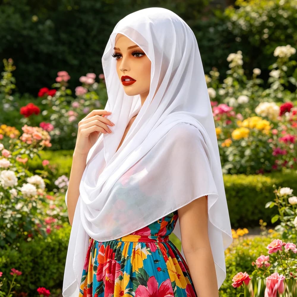 Hijab Istantaneo in Chiffon con Sottohijab Integrato, Sciarpa Amira per Donna Musulmana, Copricapo Istantaneo, Turbante, Bandana