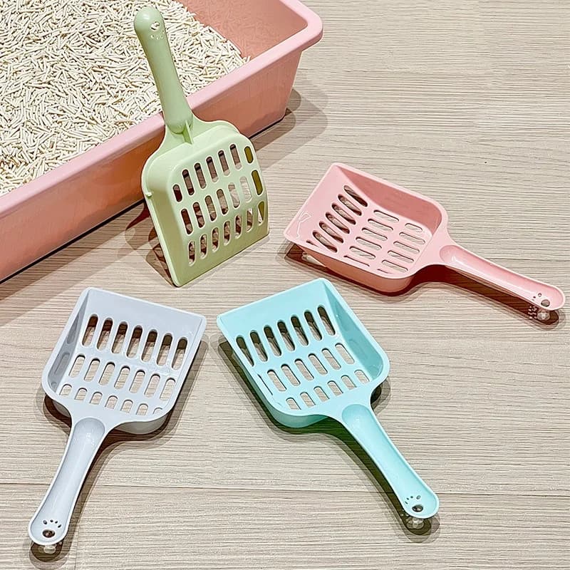 Candy Colored Pet Litter Shovel with Horizontal Handle Cat Toilet Shovel Poop Pickup Tool High Aesthetic Cat Cleaning Supplies