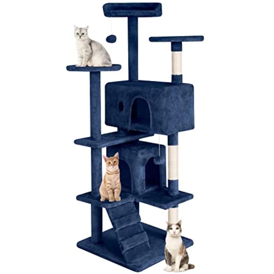 Cat Tree Cat Tower with Cat Scratching Post, Multi-Level Cat Condo Stand House Furniture Kitty Activity Center with Furry Ball
