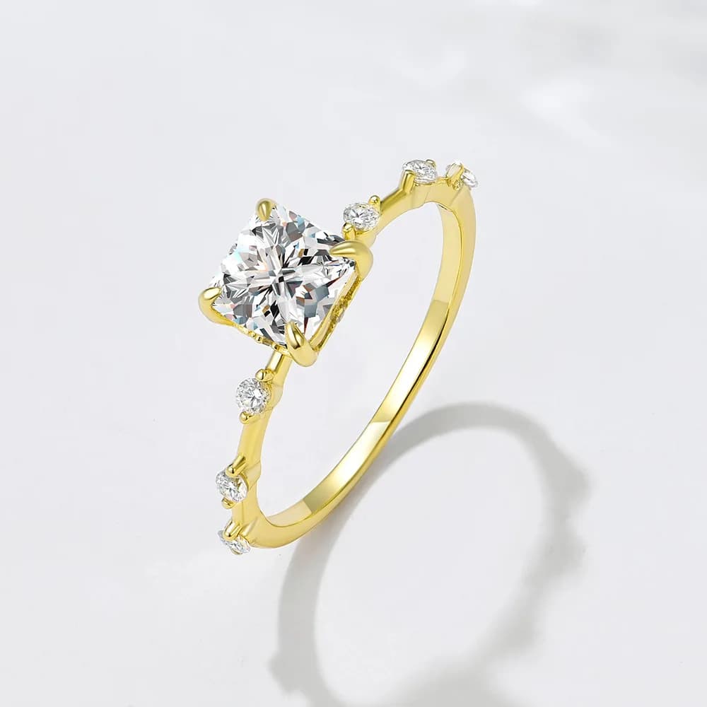 Dave&di S925 Pure Silver Princess Cubic Zirconia Ring With High-end Feel Light Luxury Ins European And American Cross-border N