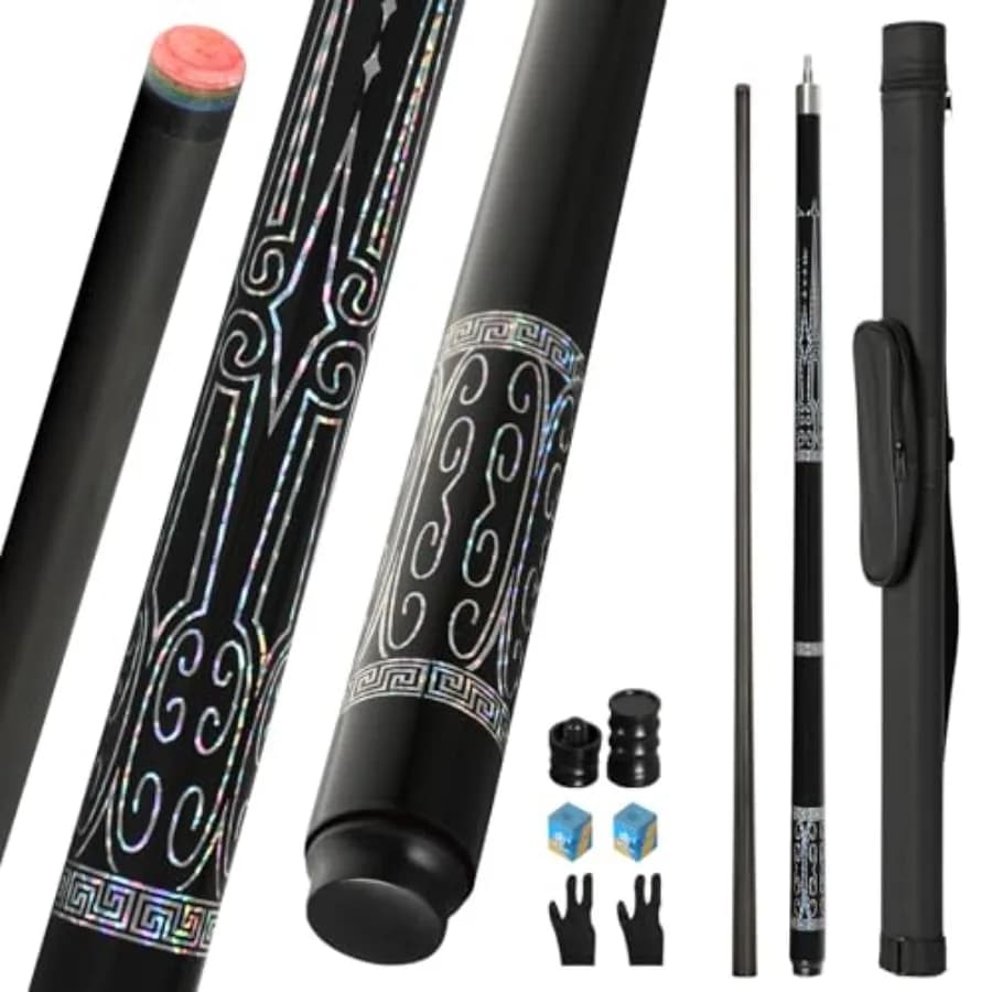 Stecca da Biliardo in Fibra di Carbonio 20-21 oz, Punta Professionale Rainbow da 13mm, Giunto 3/8 * 8, Include Custodia, Protezioni per Giunto, Accessori per Stecca