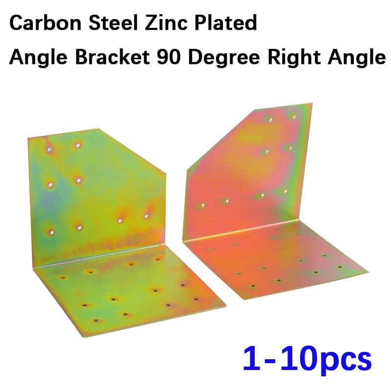 1-10 pezzi 90 ° Staffe ad Angolo Retto in Ferro Zincato Colorato, Connettori per Angoli di Mobili, Tavoli, Sedie e Pannelli in Legno