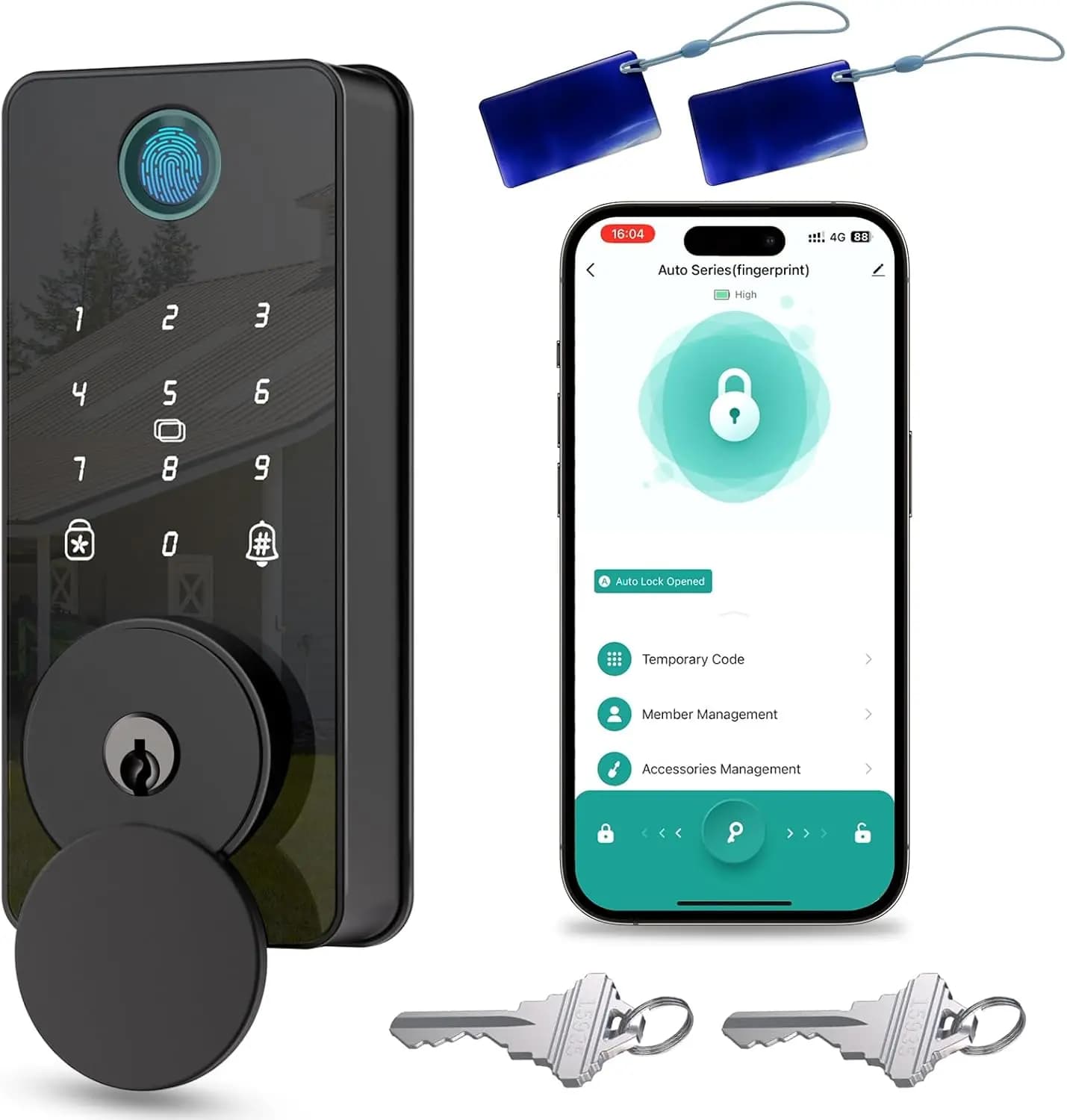 Serratura Intelligente Senza Chiave con Impronta Digitale e Controllo App, Lucchetto Elettronico con Tastierino, Chiusura Automatica e Impermeabile