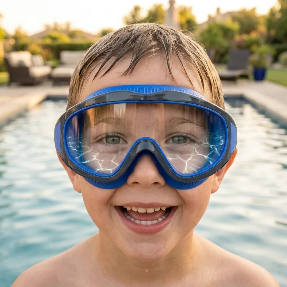 Occhialini da Nuoto Vision per Bambini, Impermeabili, Antiappannamento, Protezione UV, Lenti a Visione Ampia, Attrezzatura per Immersioni e Snorkeling per Ragazzi
