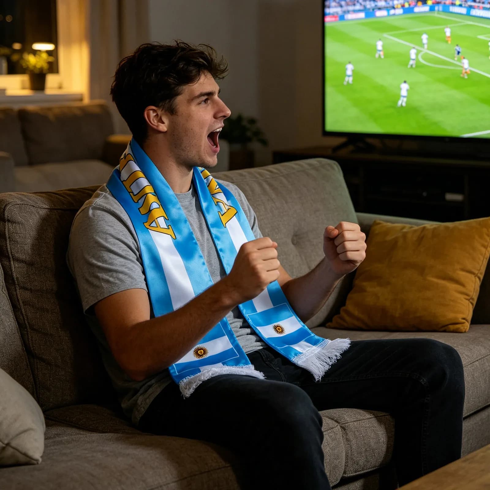 Sciarpa per Tifosi di Calcio Argentina, Colori Vivaci Nazionali, Leggera e Comoda, Abbigliamento per Supporter di Calcio per il Giorno della Partita