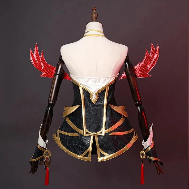 Costume cosplay leggendario immortale di Rolecos, ispirato al personaggio Ahri, la volpe demone a nove code, dal gioco LOL.