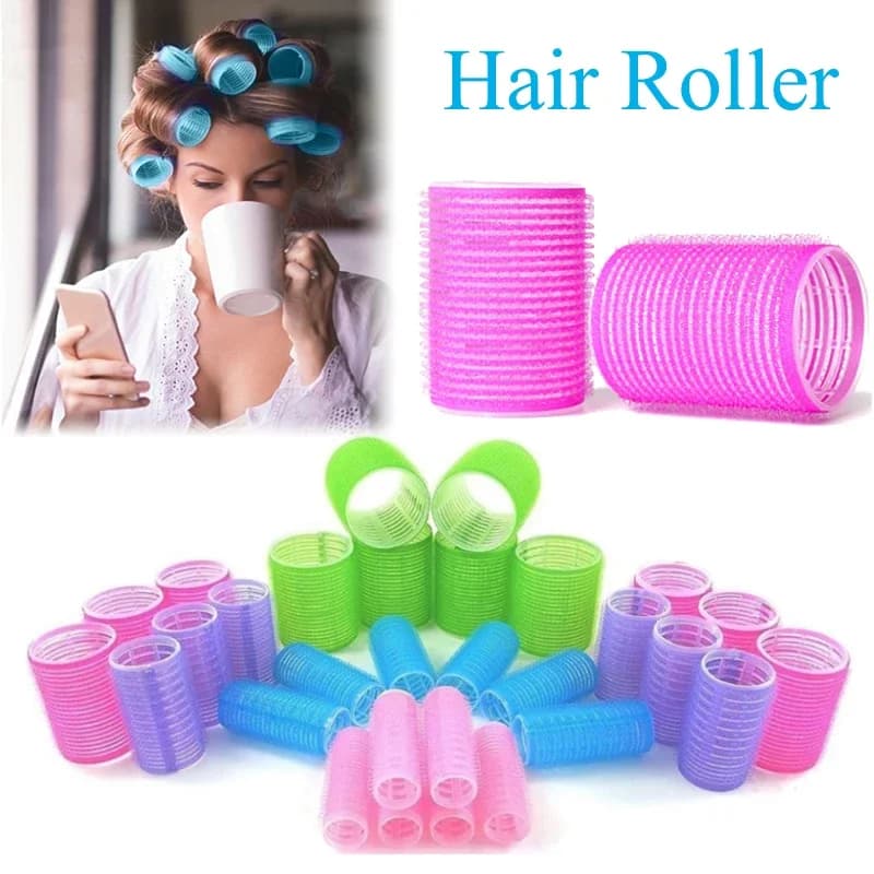 Muslimah Self Grip Hair Rollers 6Pcs Magic Hair Bigodini Set Salon Hairdresser Without Heat Curling DIY Hairstyle Tools for Women Girl