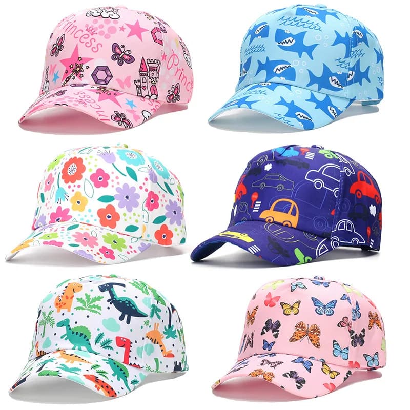 Berretto da baseball per bambini primavera estate Animale del fumetto stampato Berretti per bambini Squalo Balena Dinosauro Cappello da sole Ragazzi Ragazze Accessori da esterno