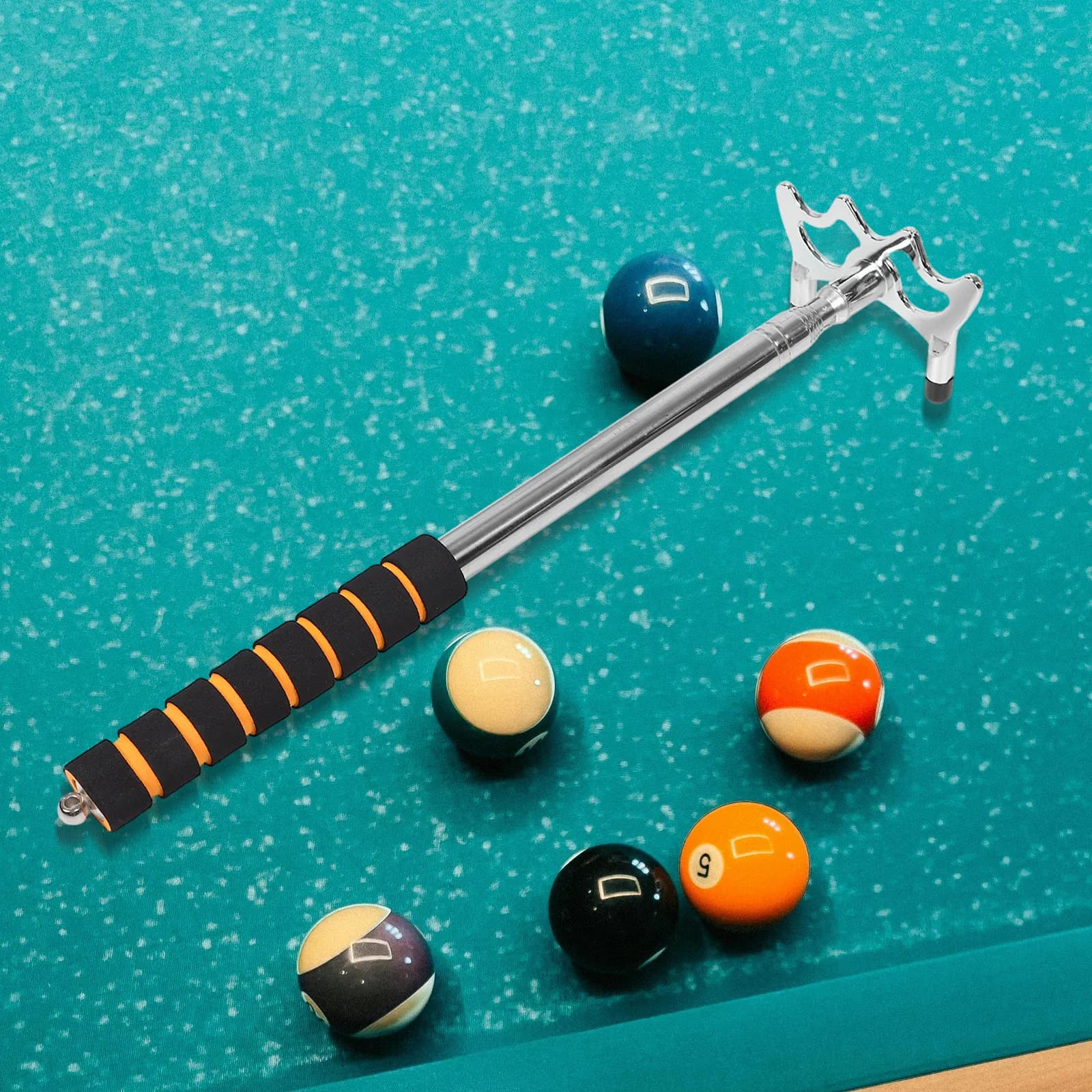 Stainless Steel Retractable Pool Cue Bridge Stick Telescoping Extension for Snooker Billiards Precision Shots Portable Bridge