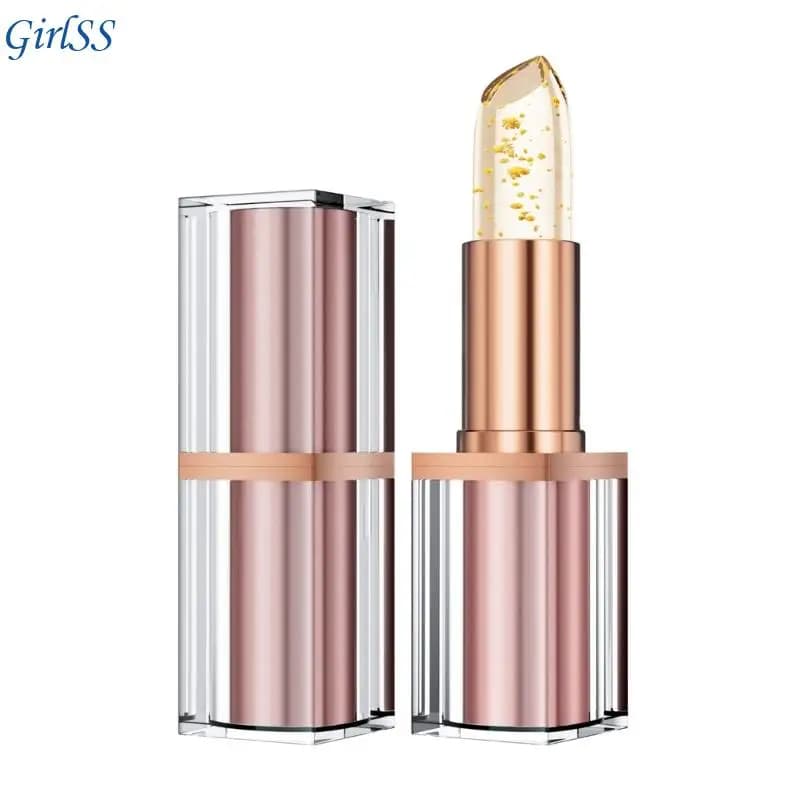 Rossetto che cambia colore in cristallo dorato Lucentezza idratante reattiva Finitura idratante e brillante a lunga durata