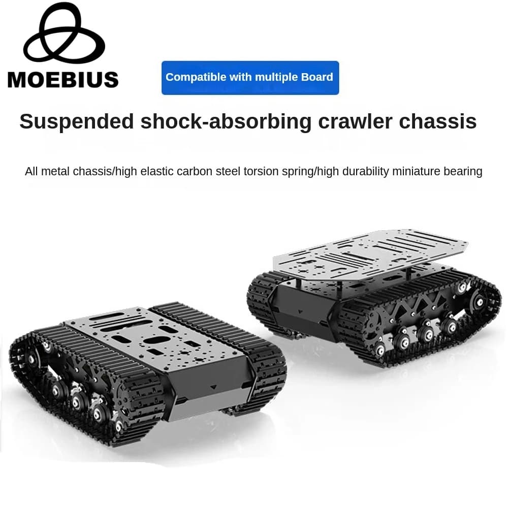 Metal Shock Absorption Tank Frame with 10KG payload with Intelligent Auto Suspension Robot Encoding Engine for Arduino