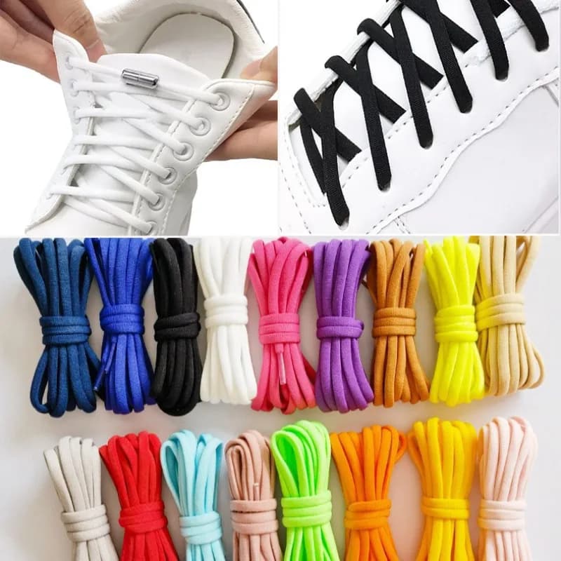 1 paio di lacci per scarpe rotondi in metallo pigro rapido lacci per scarpe elastici senza cravatta lacci per scarpe a semicerchio per scarpe da ginnastica per bambini e adulti