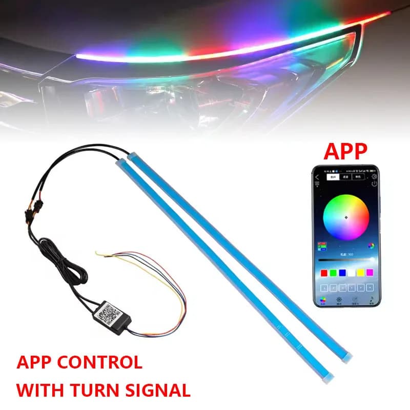2 pezzi per auto LED luce di marcia diurna DRL APP controllo flessibile RGB che scorre indicatori di direzione striscia faro lampada decorativa super luminosa