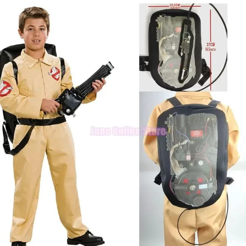 Costumi di Halloween per bambini Tema del film Ghostbusters uniforme Abbigliamento cosplay Borsa per tute Adatto per adulti e bambini di 3-15 anni; 2'