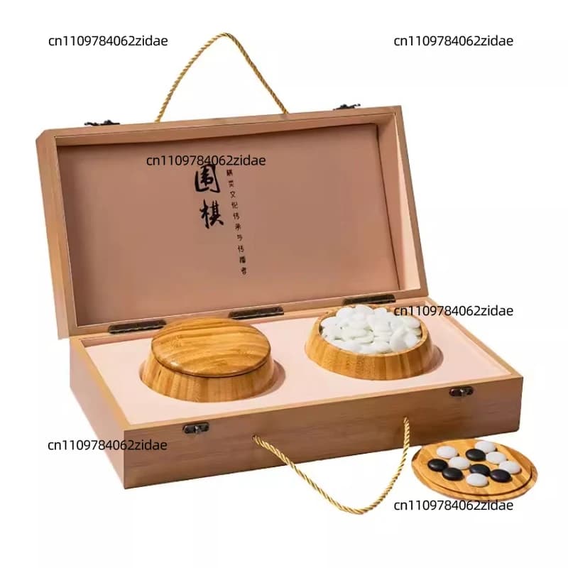 For Student's Educational Five-in-a-Row Chess Set - Genuine Cloud Pieces for 19-Layer Chinese Chess Wooden Foldable Chessboard