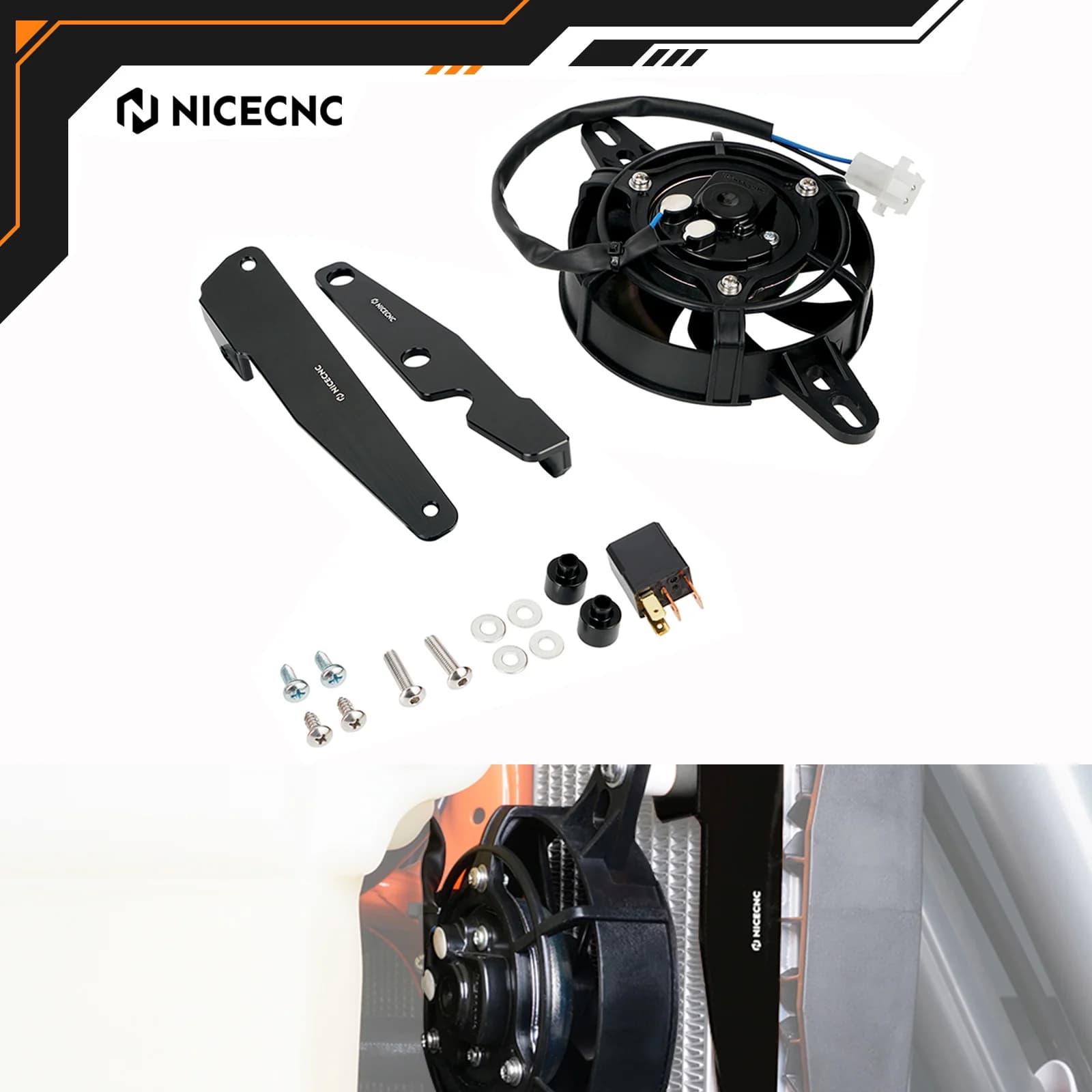 NICECNC Per KTM EXC 300 EXCF 350 XCW500 2017-2023 Per Husqvarna TE300 FE501 GasGas EC300 EC250 Radiatore Elettrico Ventola di Raffreddamento Set
