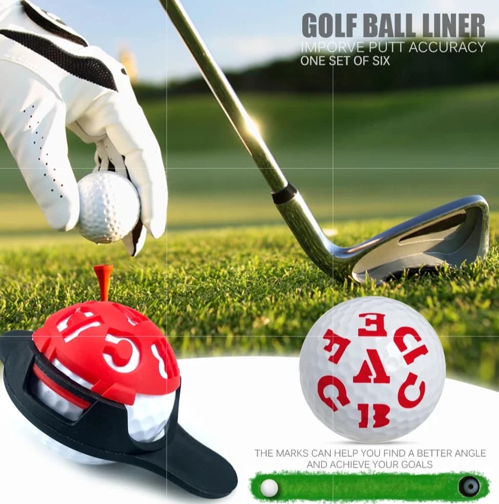 Vendita calda 6 in 1 strumento per marcare la linea di palline da golf, modello di disegno di allineamento e tracciatore di rivestimento per una pratica perfetta