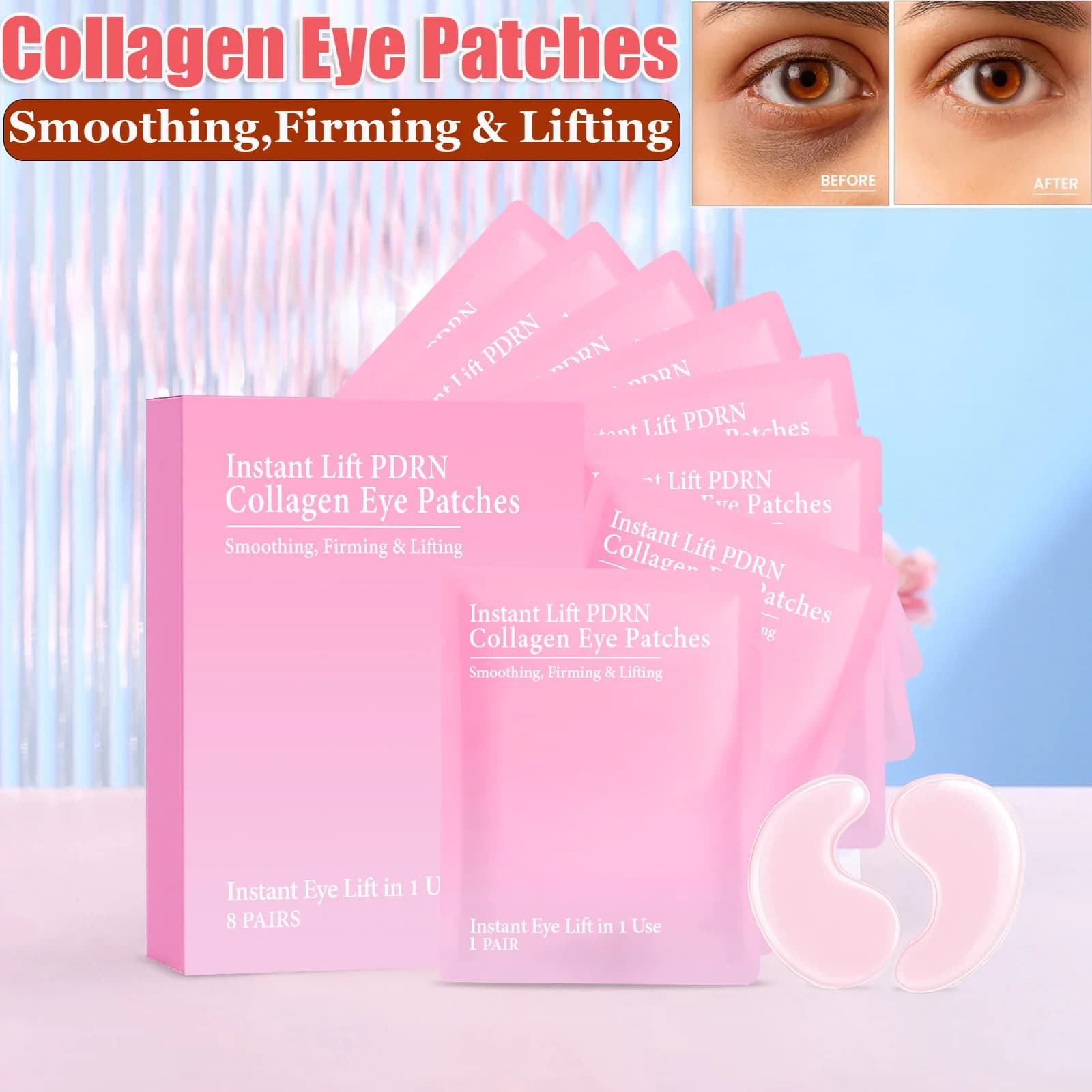 Patch per occhi al collagene Idrogel Anti occhiaie Riduce il gonfiore Sollevamento istantaneo Nutriente Antirughe sotto la maschera per gli occhi