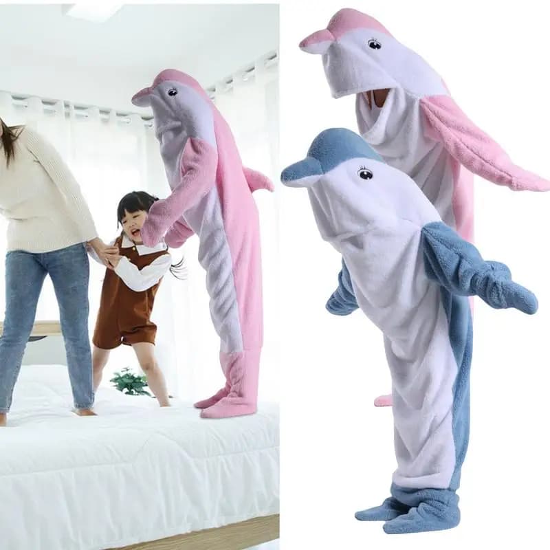 Hot winter blanket with hood Pigiama whale super soft and comfortable cartoon Cover with wearable hood Comfortable sleeping bag