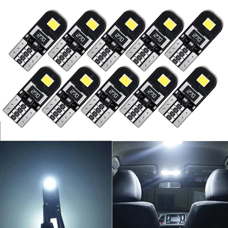 10 pz T10 W5W LED Canbus No Error 194 168 Lampadina 2825 5W5 12 V Super Luminoso Interni Auto Luce Laterale Lampada targa Auto bianco