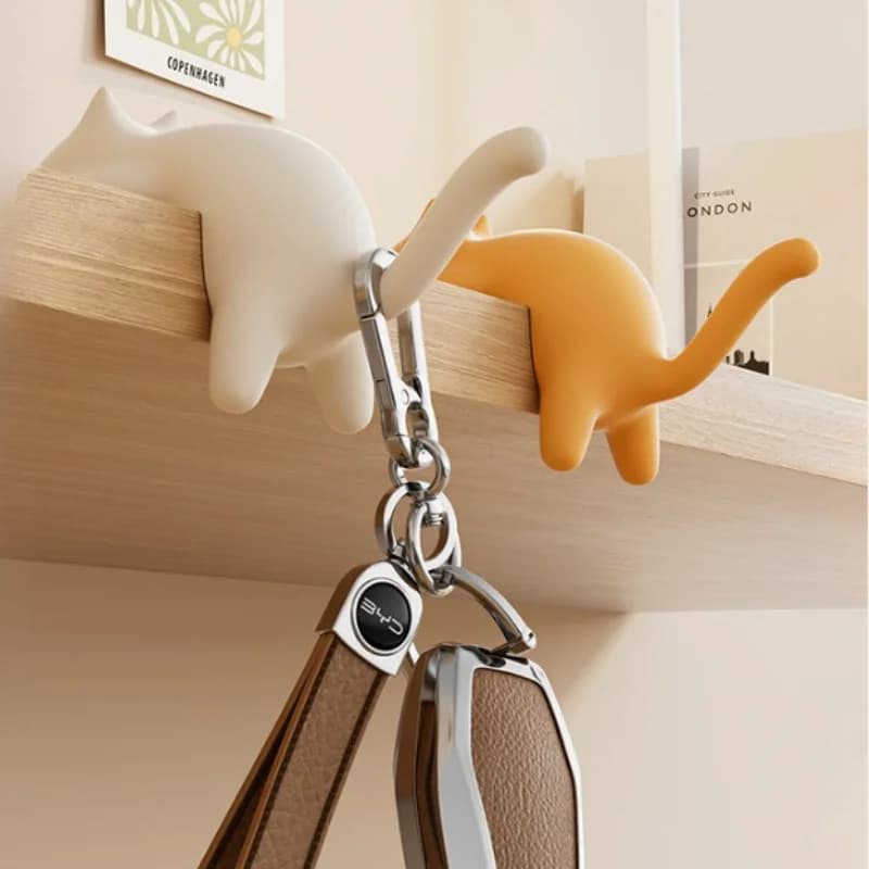 Ganci da scrivania colorati a forma di gatto - Clip rimovibili, in materiale ABS, ideali per la gestione dei cavi in cucina, bagno